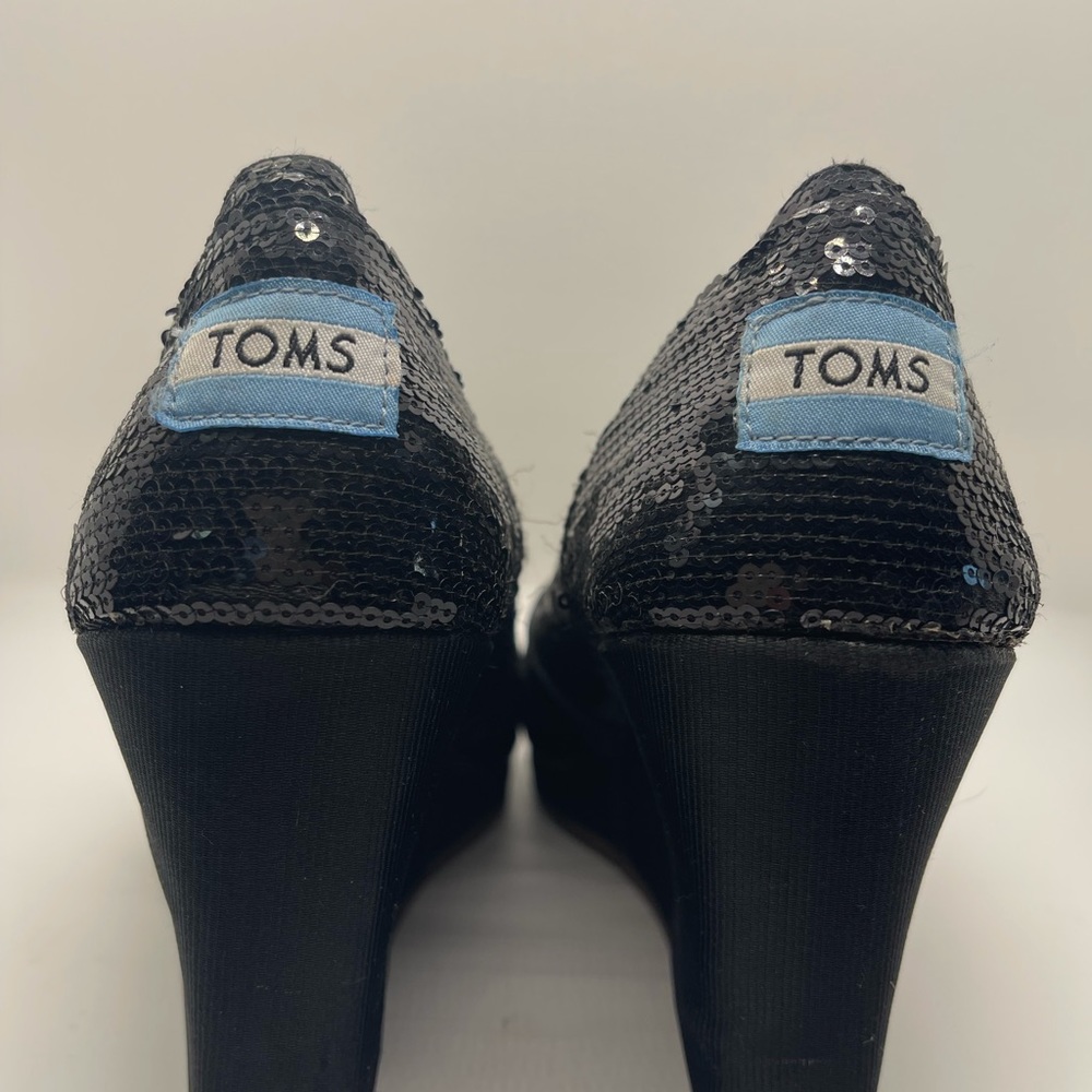 Black sequin Toms Wedge Size 9